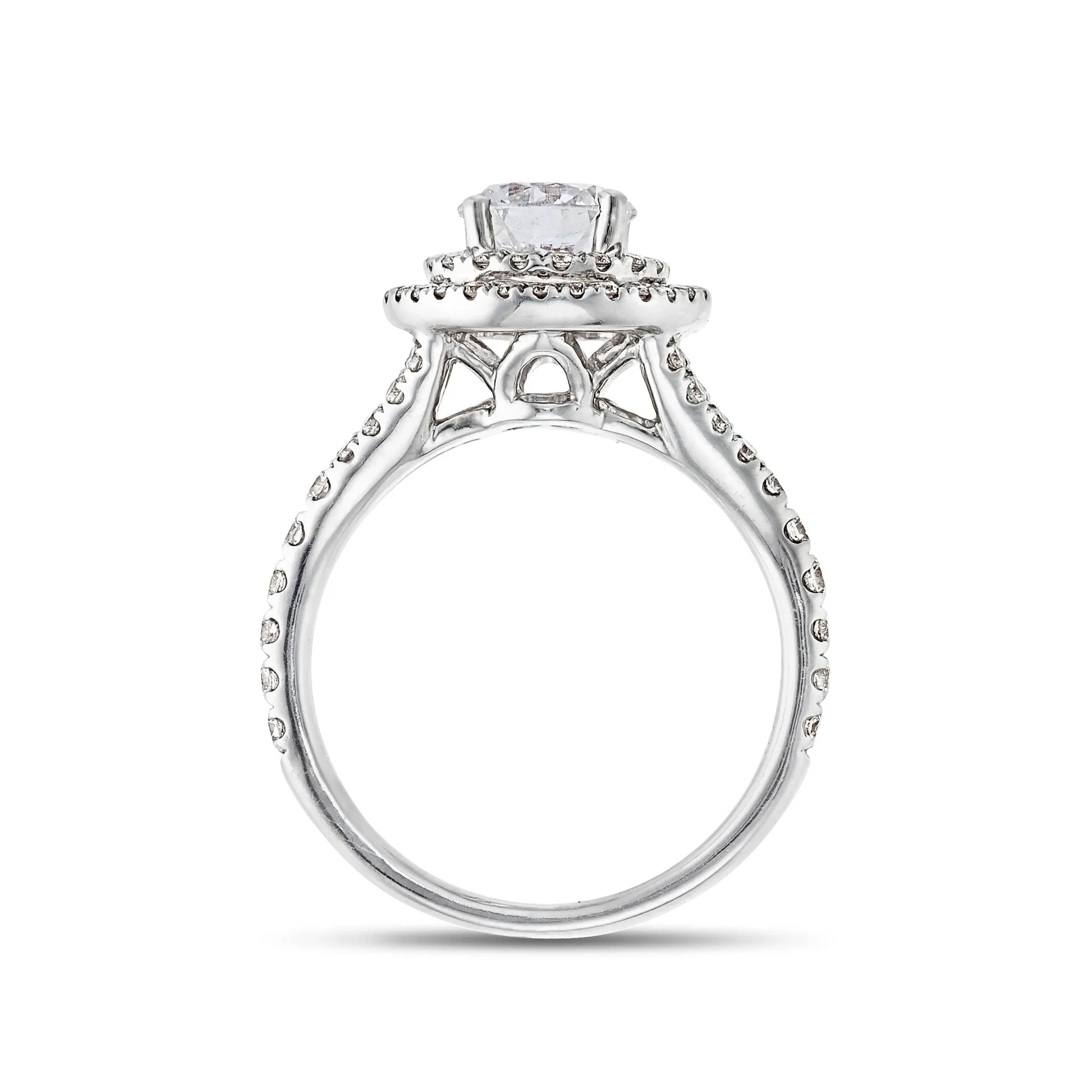 18K White Gold 1.65ct Round Diamond Halo Engagement Ring