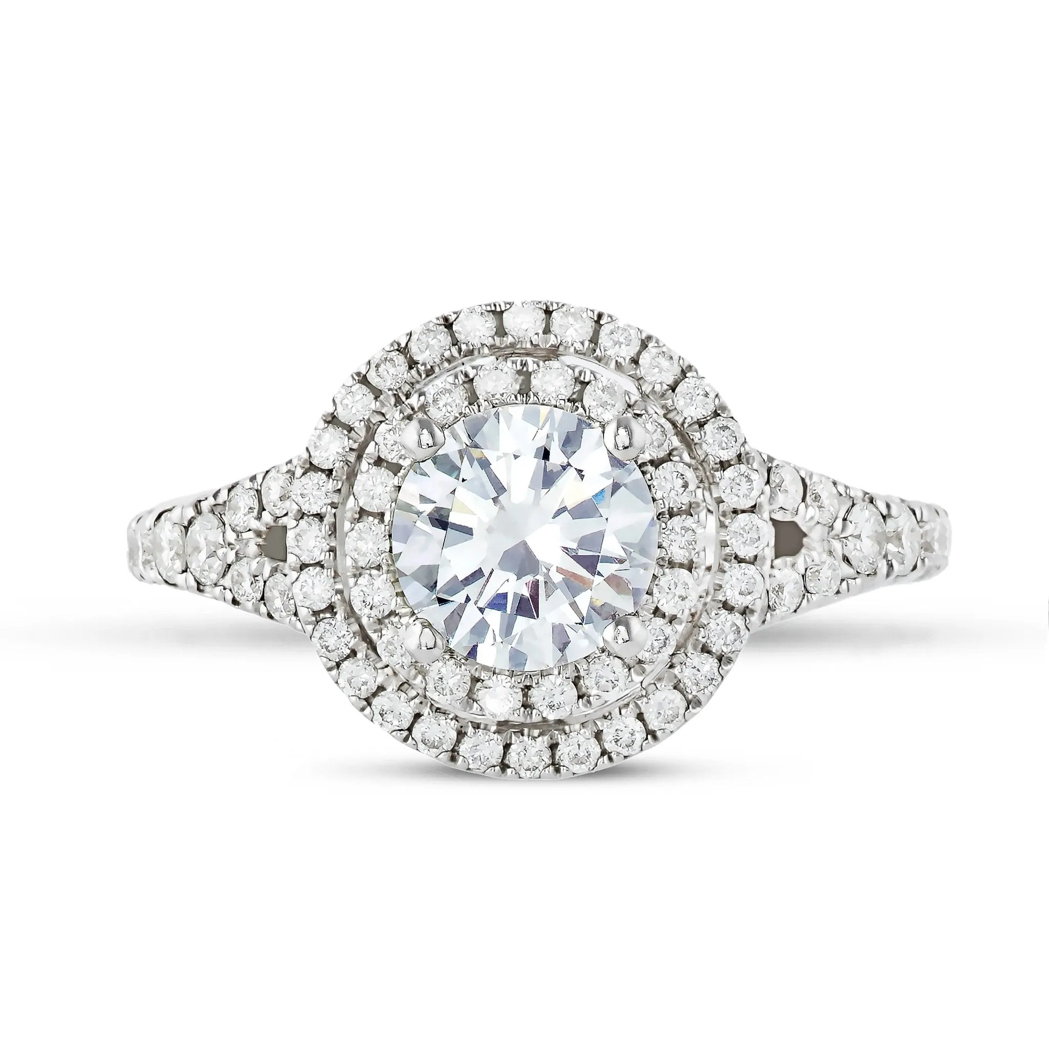 18K White Gold 1.65ct Round Diamond Halo Engagement Ring