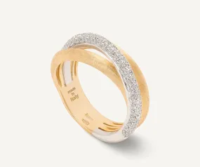 18K Yellow Gold 3-Strand Diamond Stackable Ring