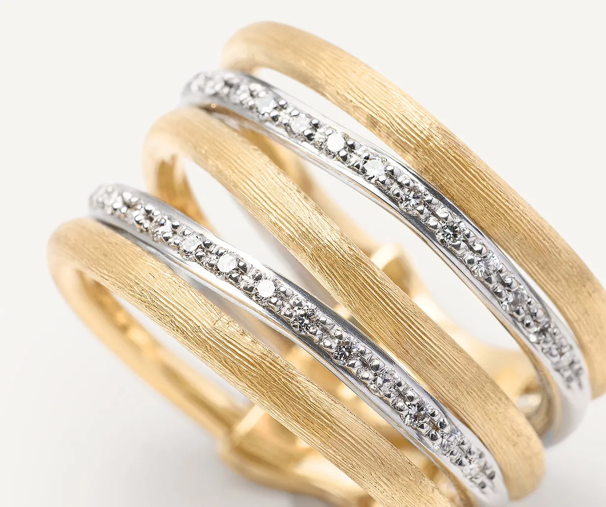 18K Yellow Gold Multi-Band Diamond Stackable Ring