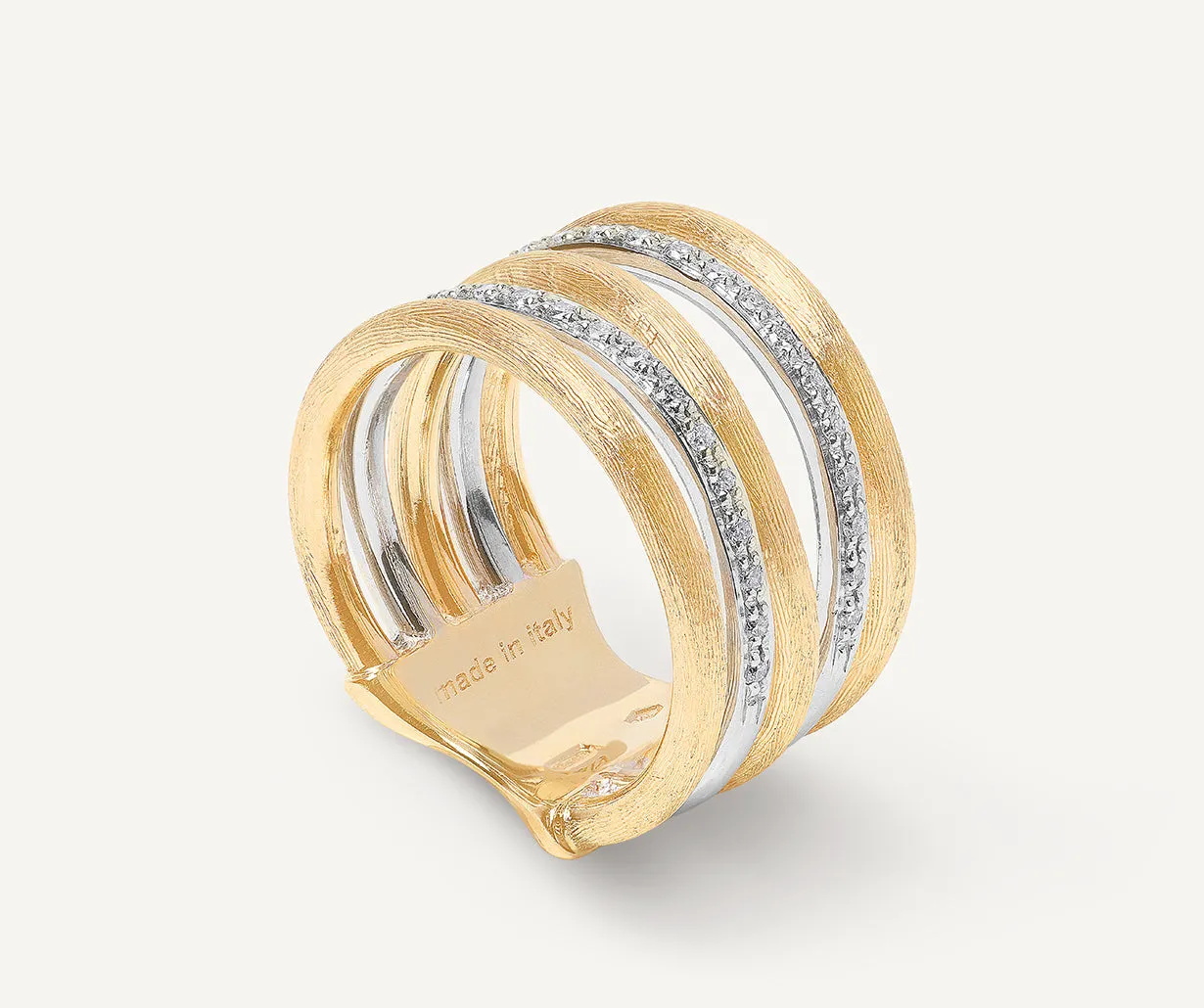 18K Yellow Gold Multi-Band Diamond Stackable Ring