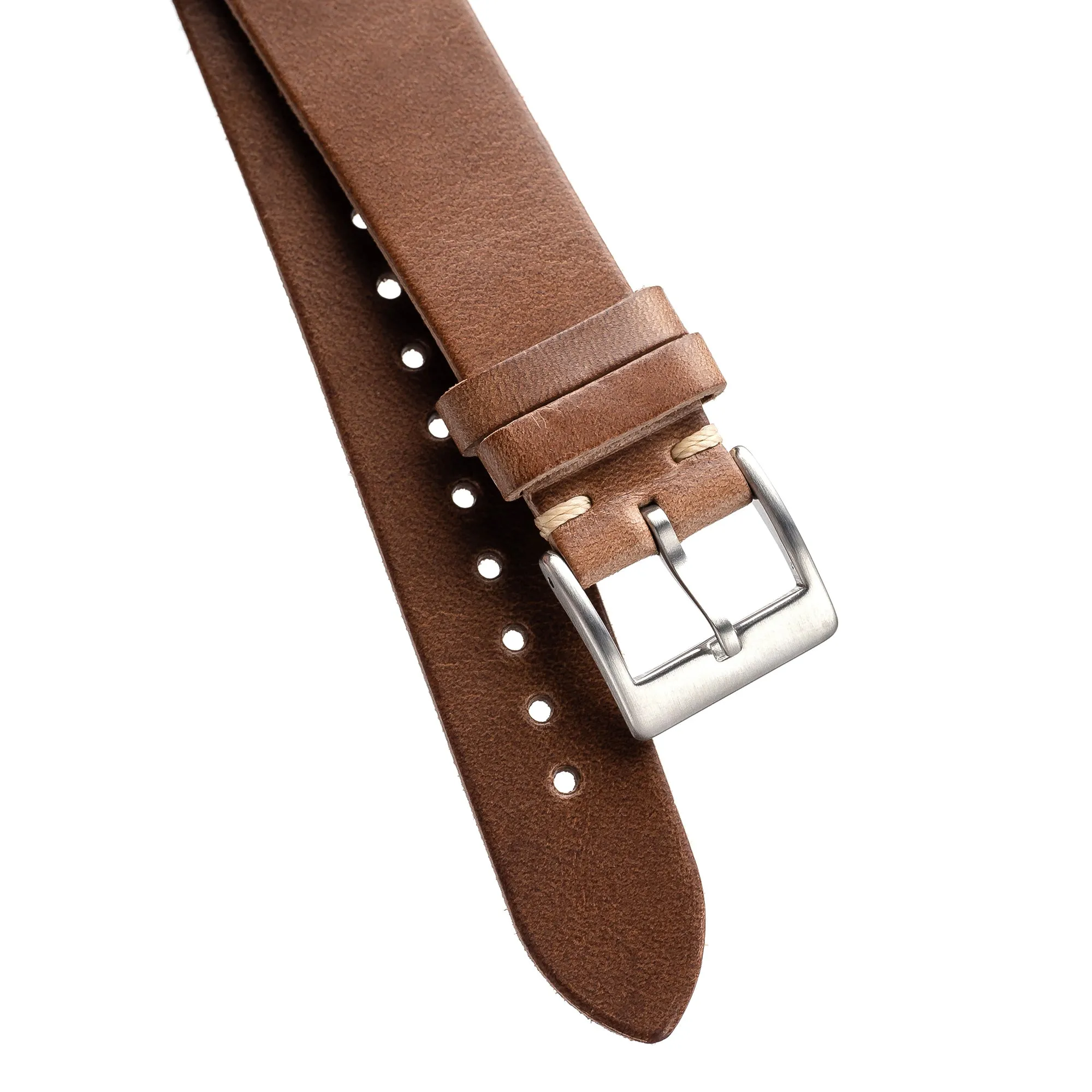 18mm 20mm 22mm Horween Chromexcel Quick Release Handmade Leather Watch Strap - Natural Brown