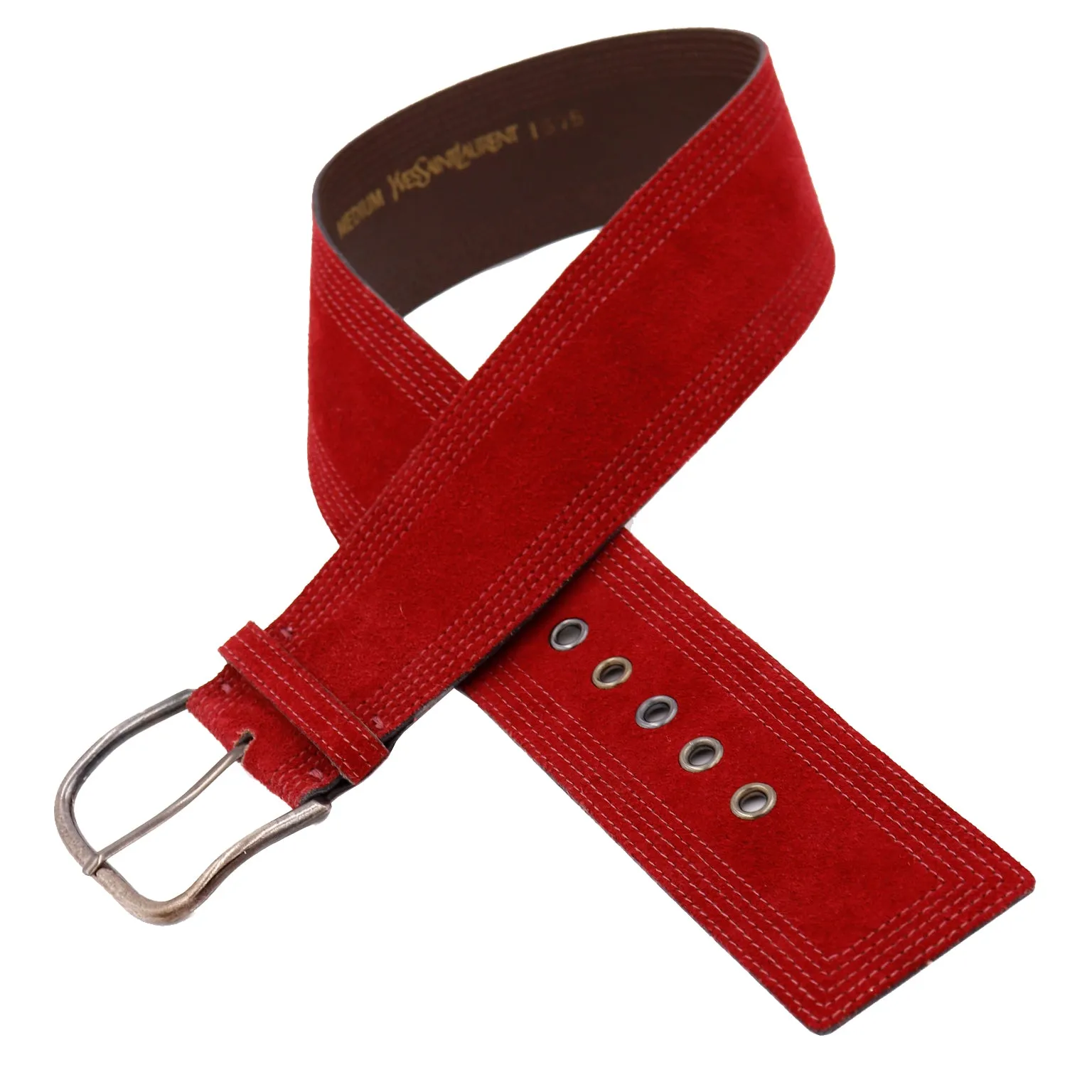 1970s Yves Saint Laurent Burgundy Red Suede Belt