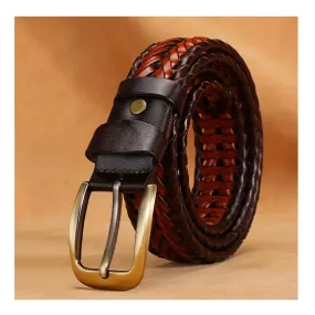 1pc Symmetrical Buckle Braided Belt, Fashion Classic Casual Business Belt For Men , Ideal choice for Gifts