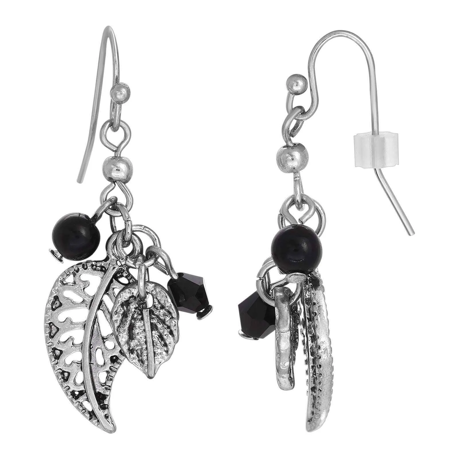 2028 Jewelry Filigree Leaf And Beads Dangle Earrings