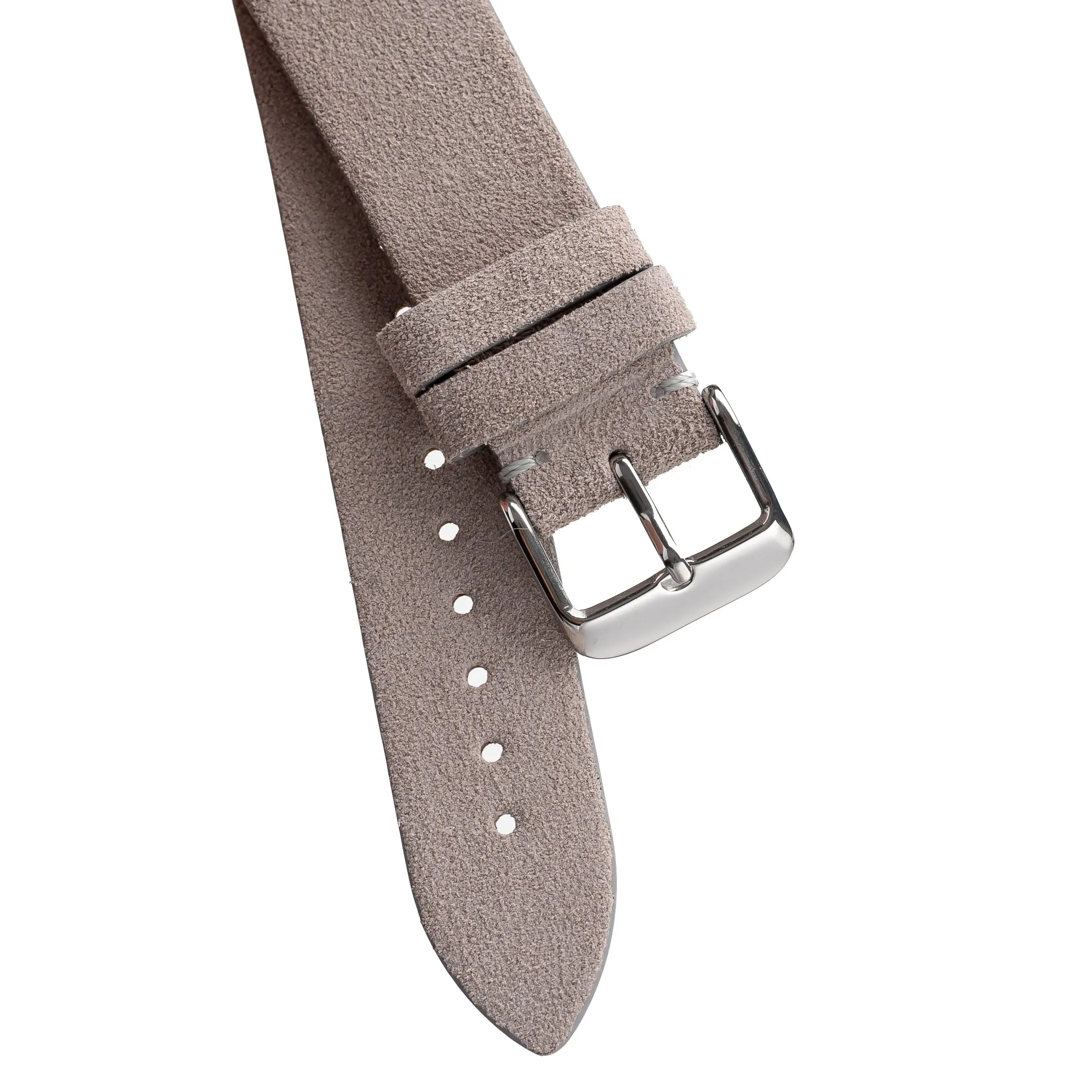 20mm 22mm Quick Release Suede Leather Watch Strap - Light Beige Gray