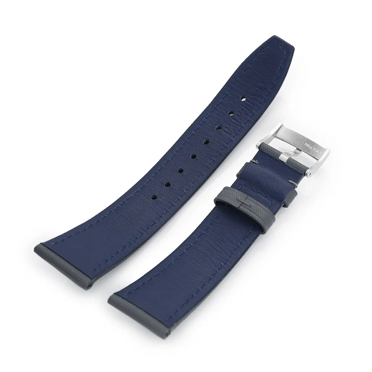 20mm or 22mm Military Grey Woven Texture Watch Strap, Brushed