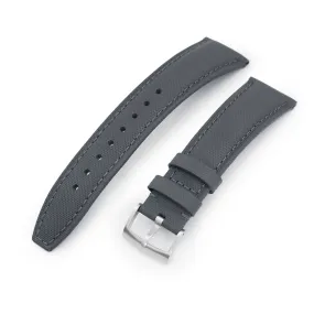 20mm or 22mm Military Grey Woven Texture Watch Strap, Brushed