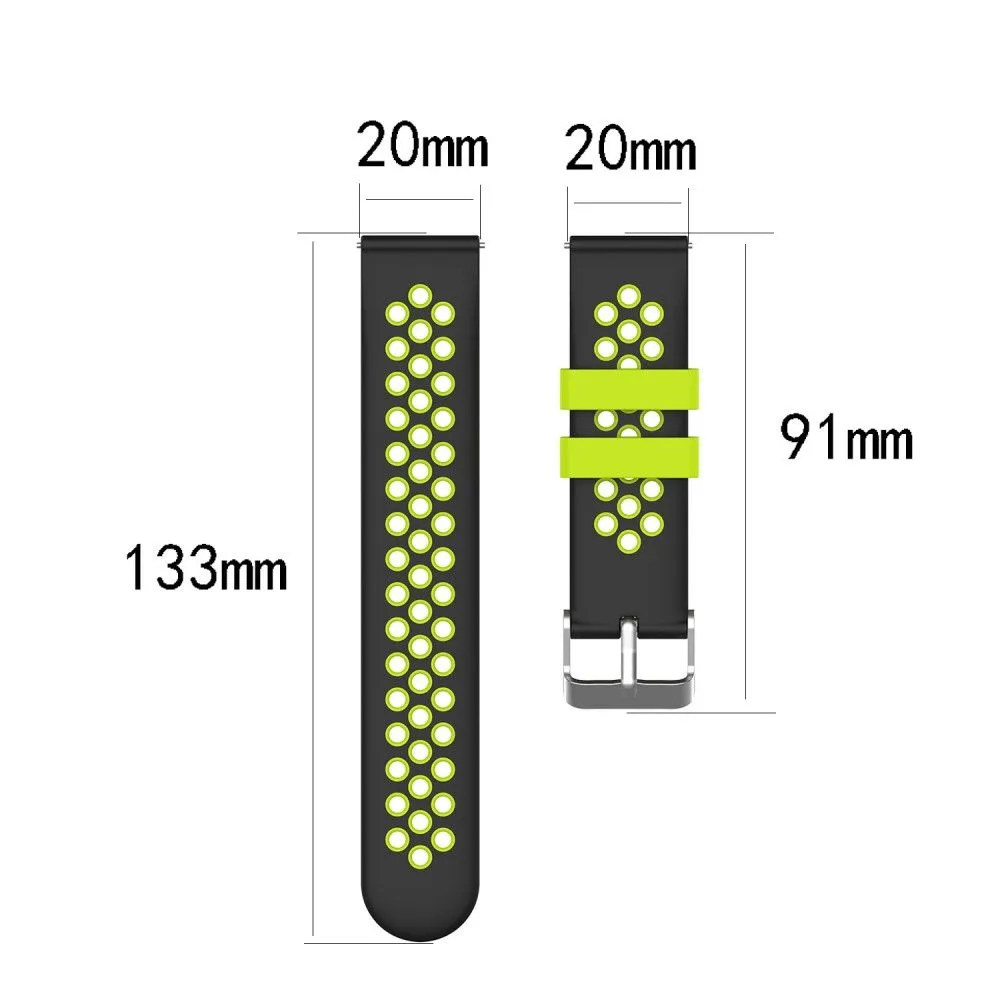 20mm Universal dual color silicone watch strap - Black / Pink