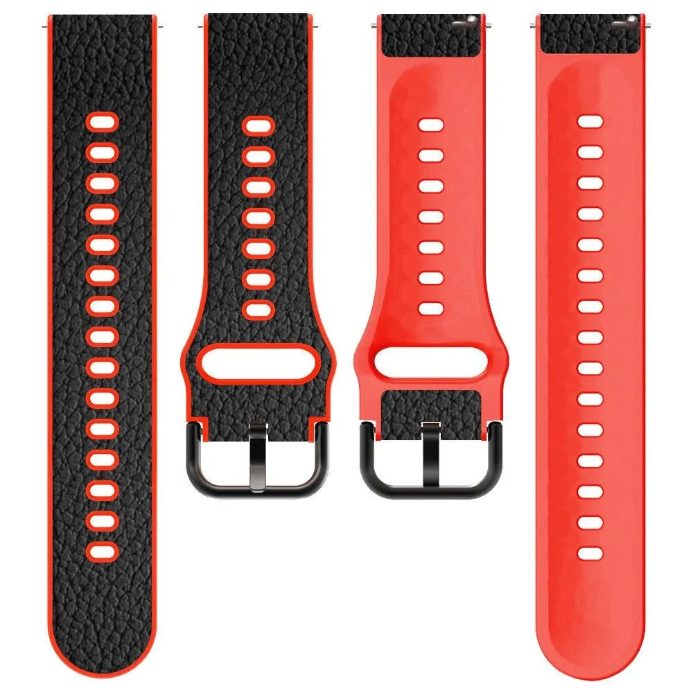 20mm Universal litchi texture leather  watch strap - Red