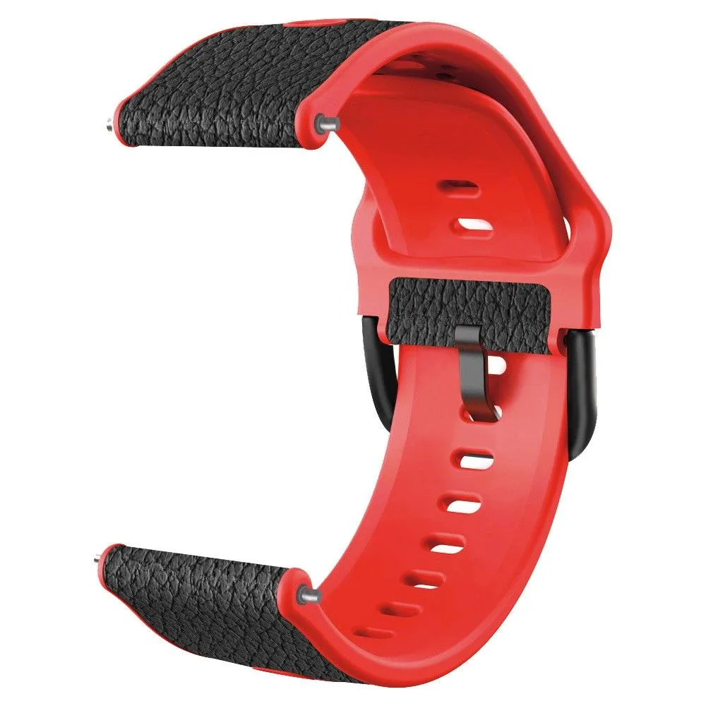 20mm Universal litchi texture leather  watch strap - Red