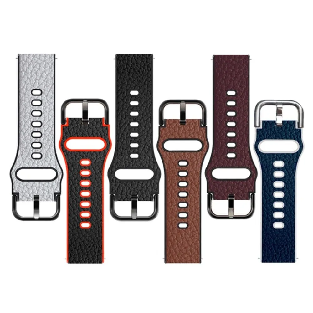 20mm Universal litchi texture leather  watch strap - Red