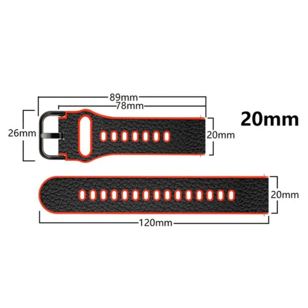 20mm Universal litchi texture leather  watch strap - Red