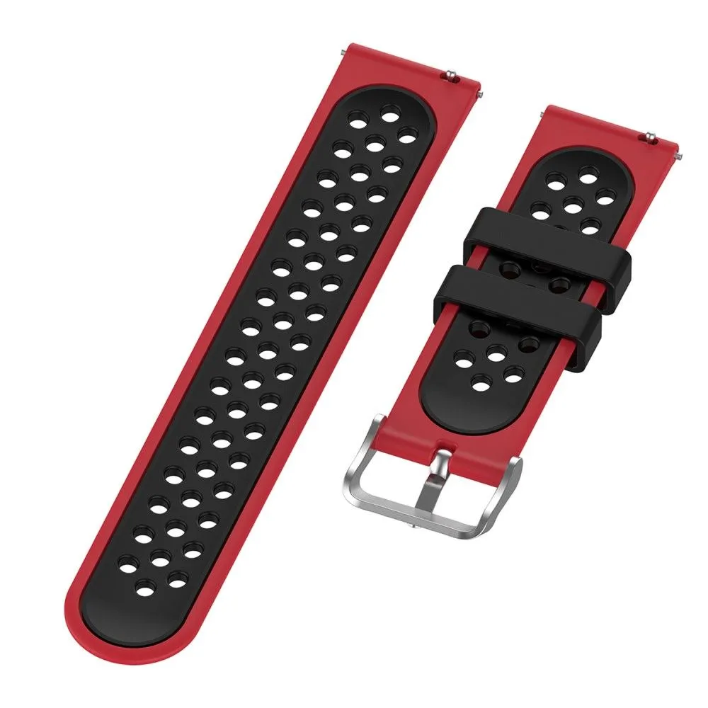 22mm Universal dual color silicone watch strap - Red / Black