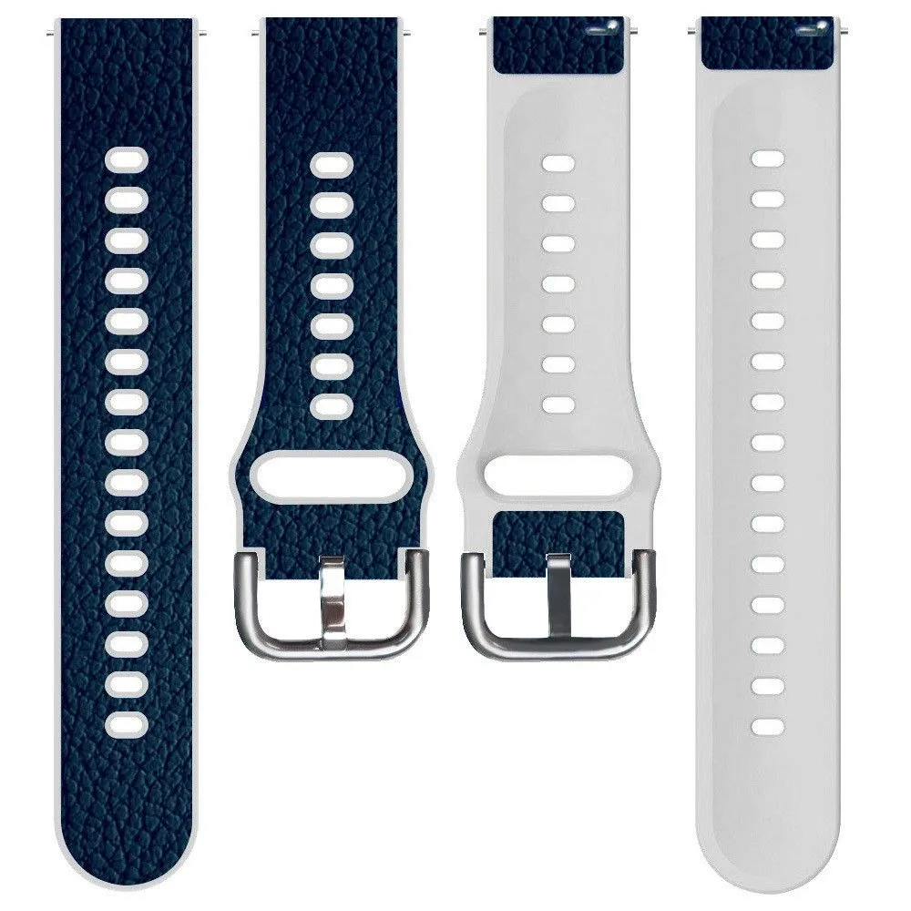 22mm Universal litchi texture leather  watch strap - Blue