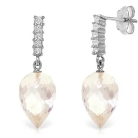 24.65 Carat 14K Solid White Gold Serenity Of Love White Topaz Diamond Earings