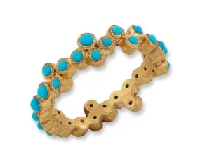 24K Gold "Dylan" Stackable band with Sleeping Beauty Turquoise