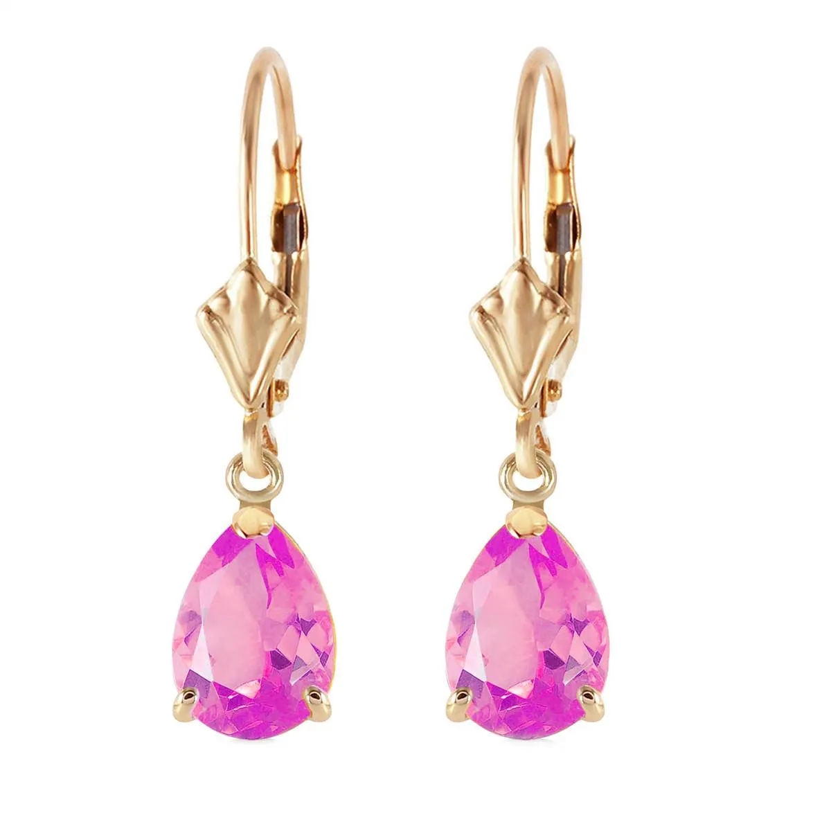 2.85 Carat 14K Solid Yellow Gold Garden Party Pink Topaz Earrings