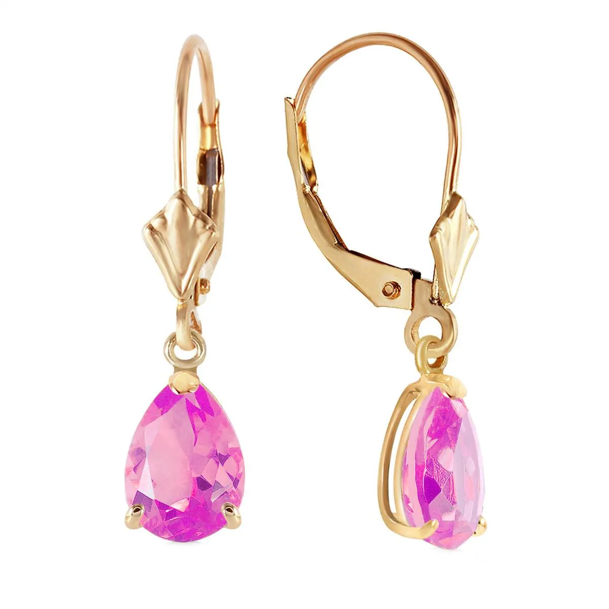 2.85 Carat 14K Solid Yellow Gold Garden Party Pink Topaz Earrings