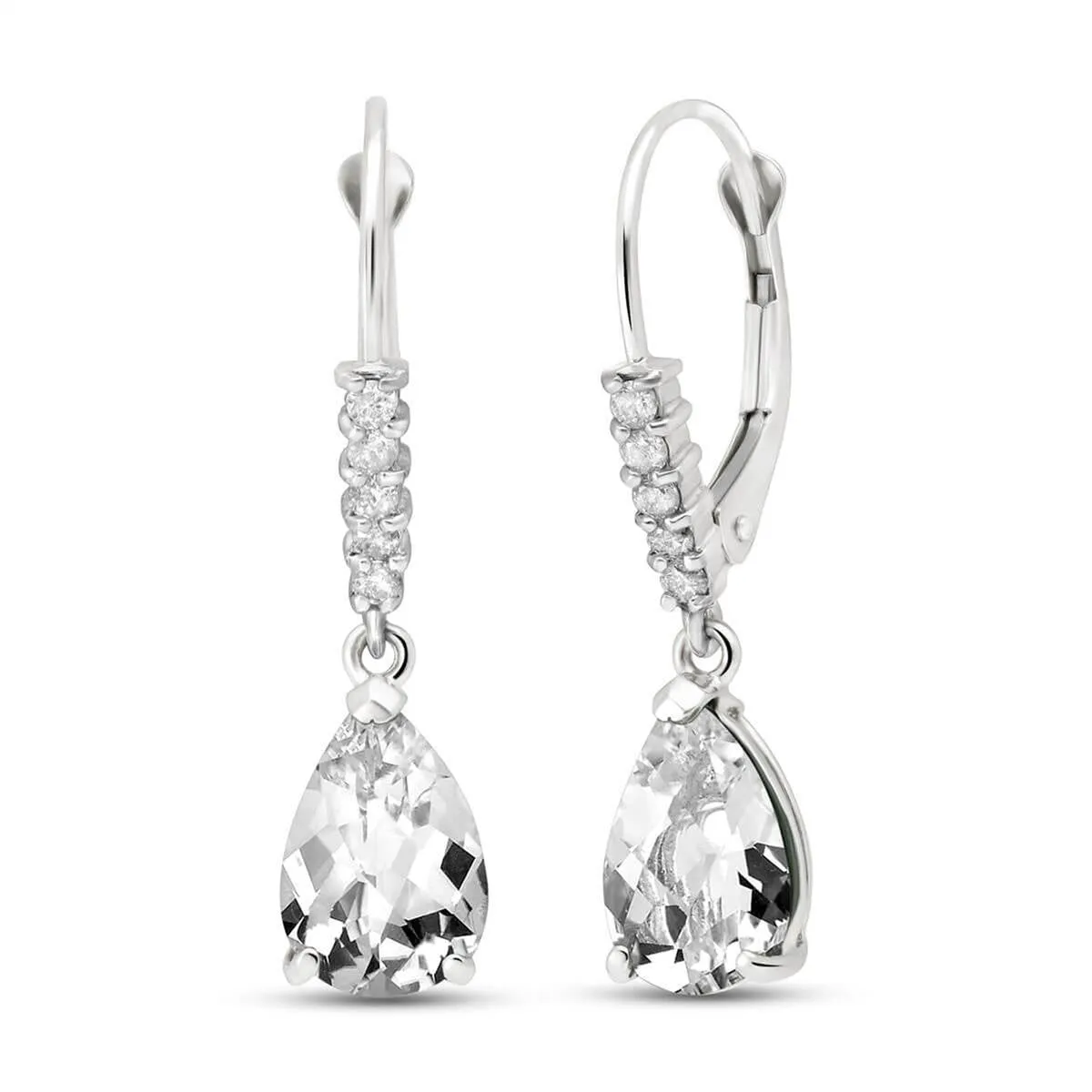 3.15 Carat 14K Solid White Gold Golden Rule White Topaz Diamond Earrings