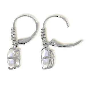 3.15 Carat 14K Solid White Gold Golden Rule White Topaz Diamond Earrings