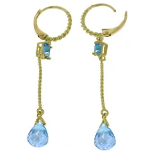 3.5 Carat 14K Solid Yellow Gold Rockstar Blue Topaz Earrings