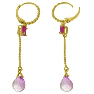 3.5 Carat 14K Solid Yellow Gold Victoriana Pink Topaz Earrings