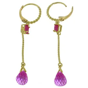 3.5 Carat 14K Solid Yellow Gold Victoriana Pink Topaz Earrings