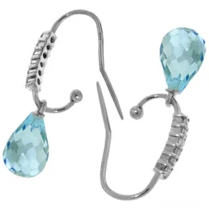 4.68 Carat 14K Solid White Gold Live Beside You Blue Topaz Diamond Earrings