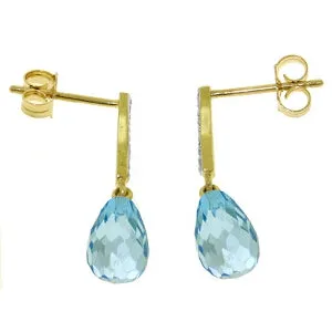 4.78 Carat 14K Solid Yellow Gold Adore Blue Topaz Diamond Earrings