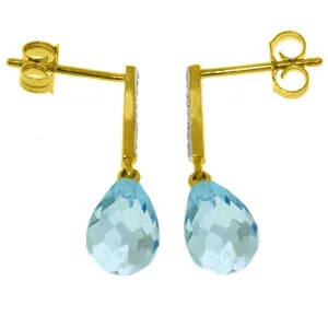 4.78 Carat 14K Solid Yellow Gold Adore Blue Topaz Diamond Earrings