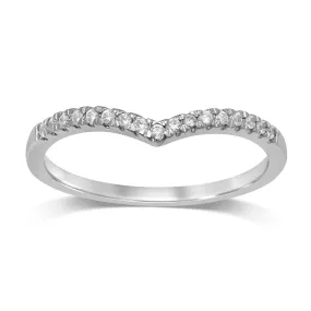 9ct White Gold 0.10ct Diamond V Shape Stackable Ring