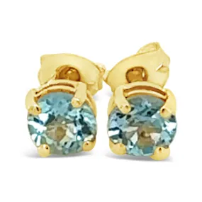 9ct Yellow Gold 5mm Round Sky Blue Topaz Stud Earrings