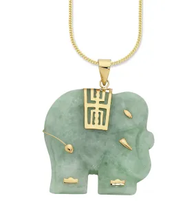 9ct Yellow Gold Natural Jade Pendant