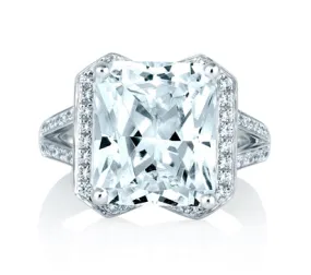 A.JAFFE ART DECO RADIANT CUT HALO SET ENGAGEMENT RING 0.35             (not including center stone)