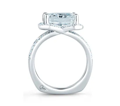 A.JAFFE ART DECO RADIANT CUT HALO SET ENGAGEMENT RING 0.35             (not including center stone)