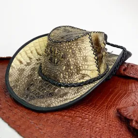 Alligator Cowboy Hat | Mens Crocodile Skin Western Style Hat With Chin Cord | HAT-VANH-05