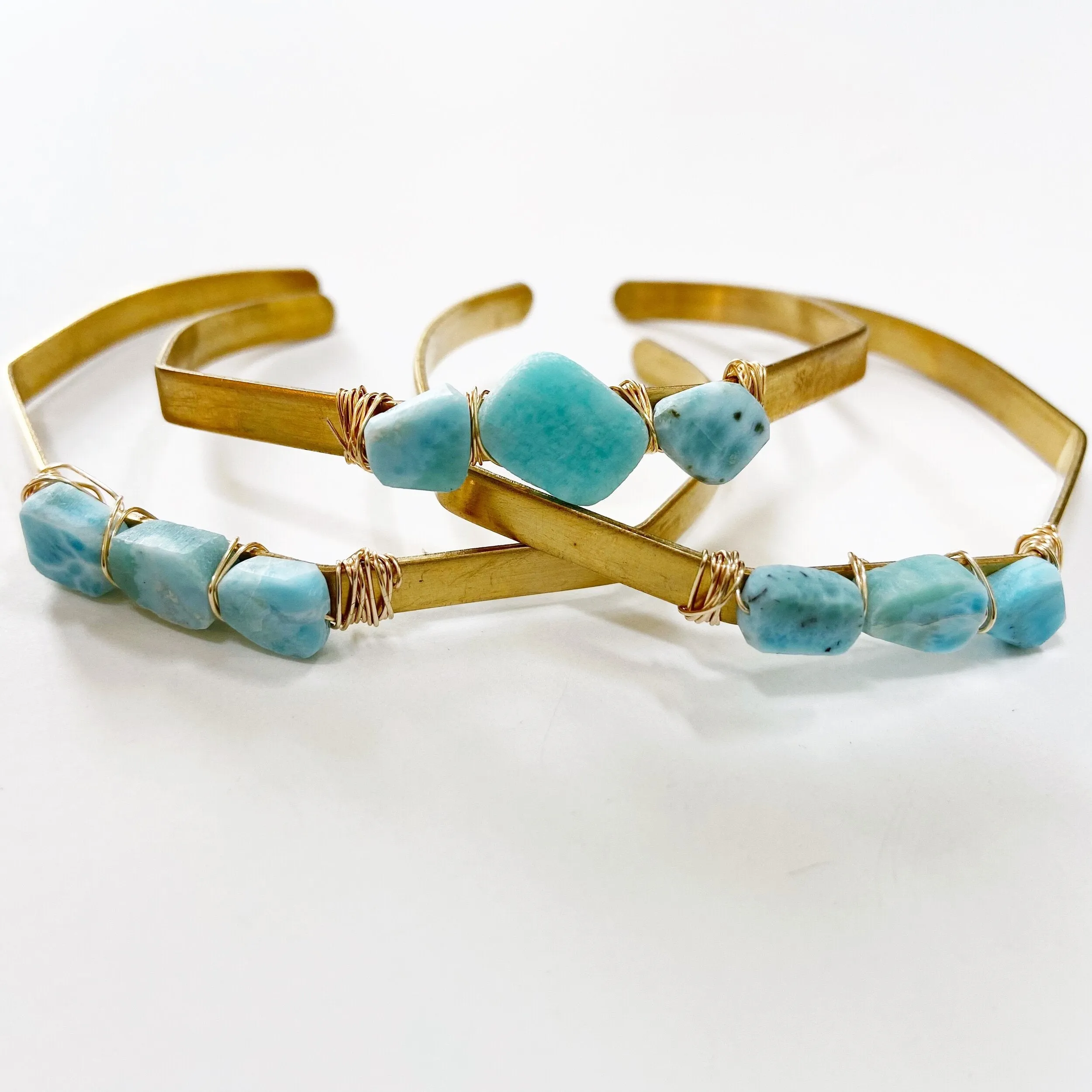 Amazonite or Larimar cuff bracelet