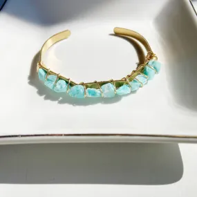 Amazonite or Larimar cuff bracelet