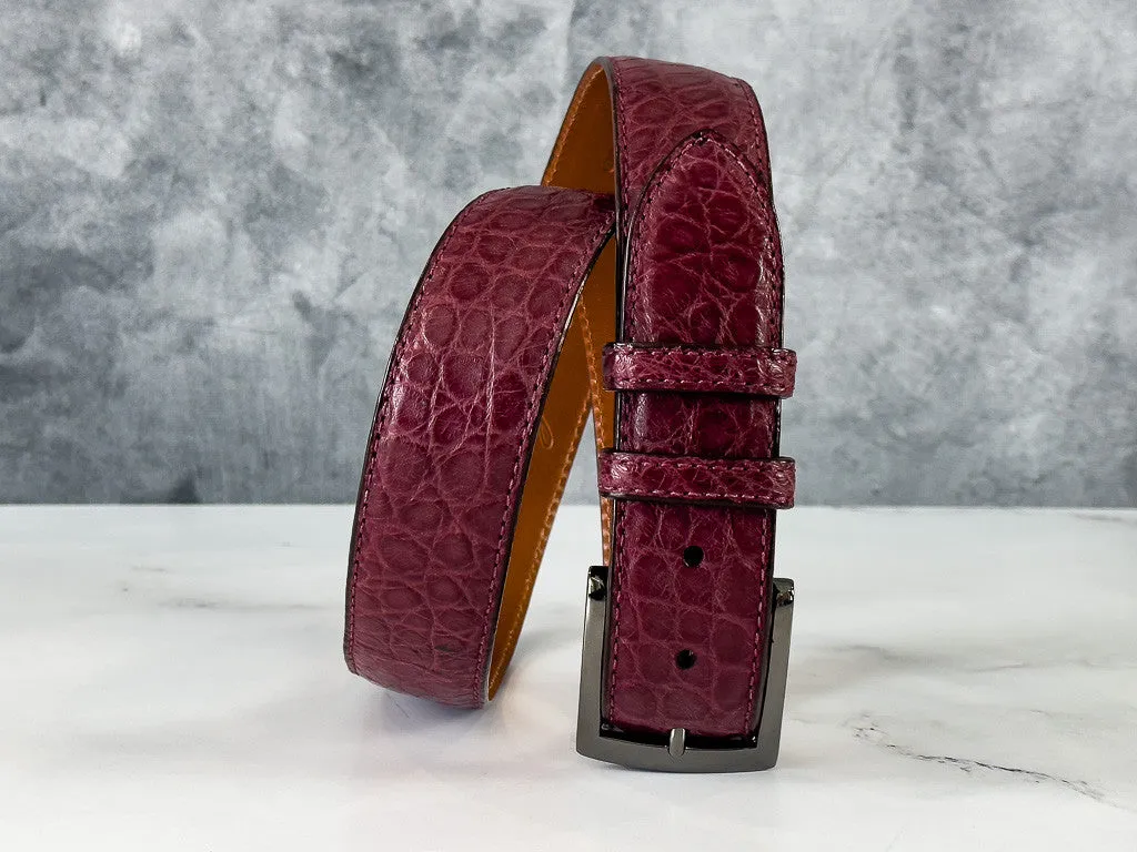 American Matte Alligator Belt: Burgundy