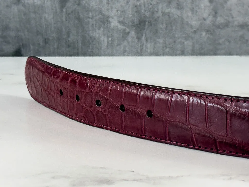 American Matte Alligator Belt: Burgundy