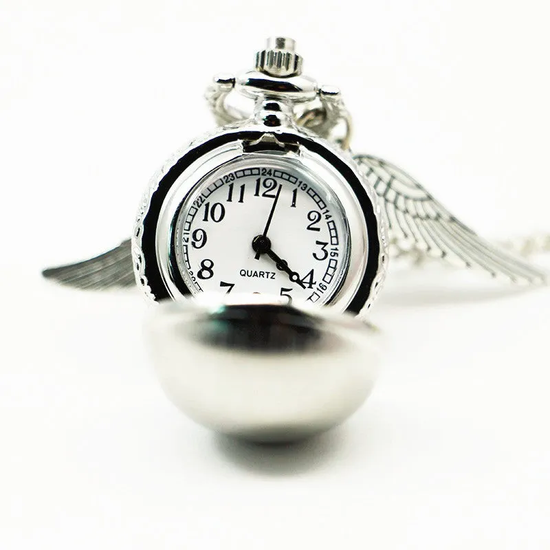 Anime Quidditch Spherical Pocket Watch Wings Retro Flip Quartz Watch Harry Potter Snitch Pocket Watch