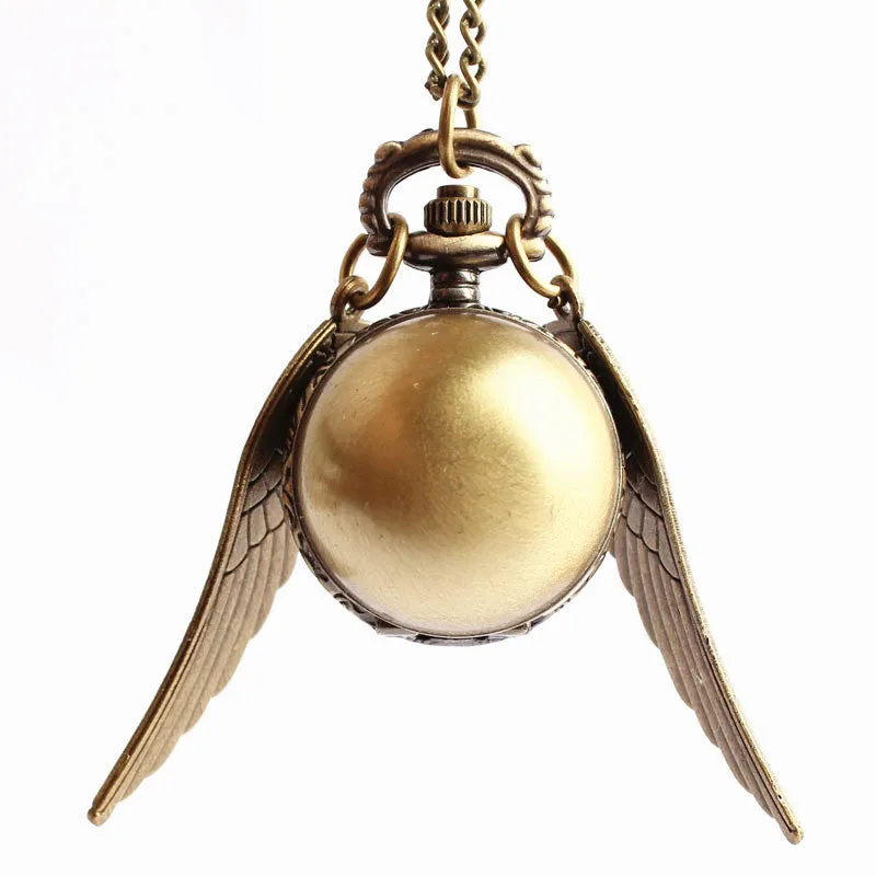 Anime Quidditch Spherical Pocket Watch Wings Retro Flip Quartz Watch Harry Potter Snitch Pocket Watch