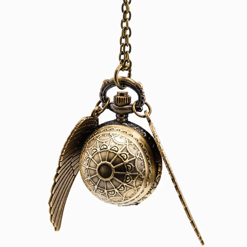 Anime Quidditch Spherical Pocket Watch Wings Retro Flip Quartz Watch Harry Potter Snitch Pocket Watch