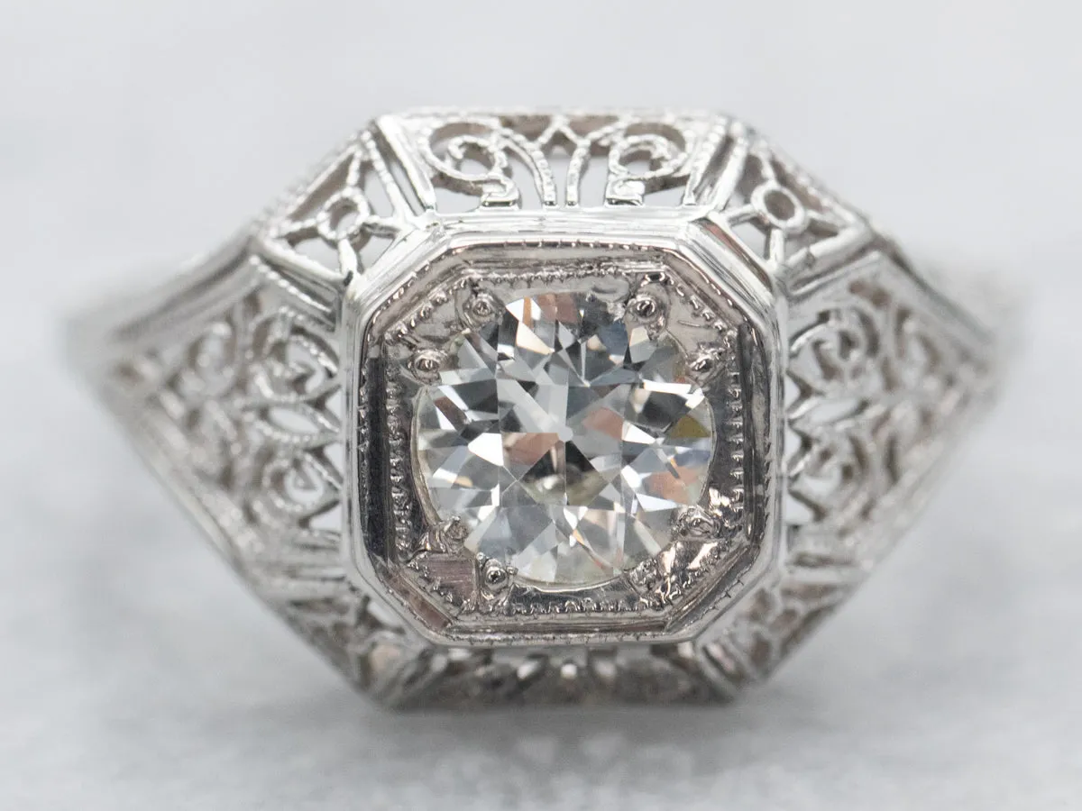 Antique Art Deco Old European Cut Diamond Engagement Ring