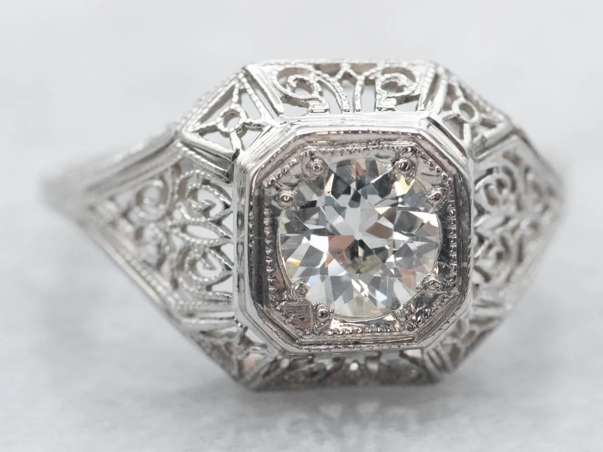 Antique Art Deco Old European Cut Diamond Engagement Ring