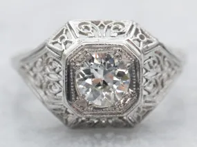 Antique Art Deco Old European Cut Diamond Engagement Ring