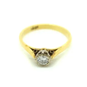 Antique Edwardian 0.21ct Diamond & 18ct Gold Engagement Ring