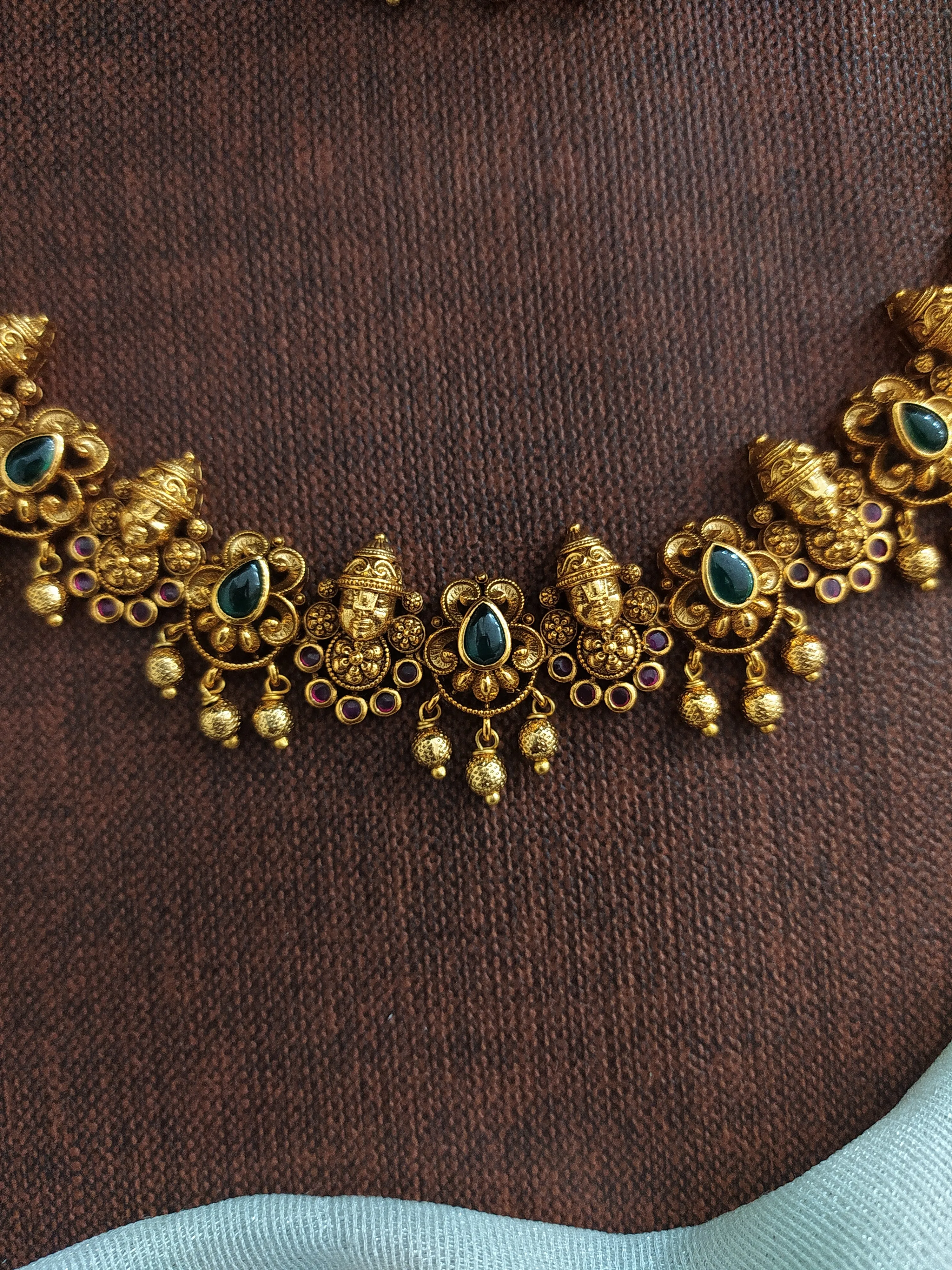 Antique Nakshi Work Necklace Set Featuring Lord Balaji