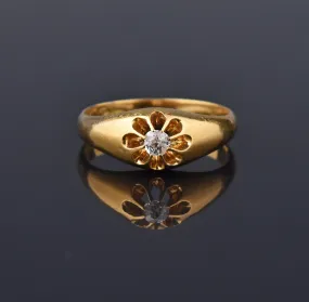 Antique Victorian Diamond 18K Gold Belcher Ring